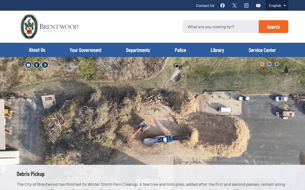 Brentwood Phone Directory screenshot of the official city website