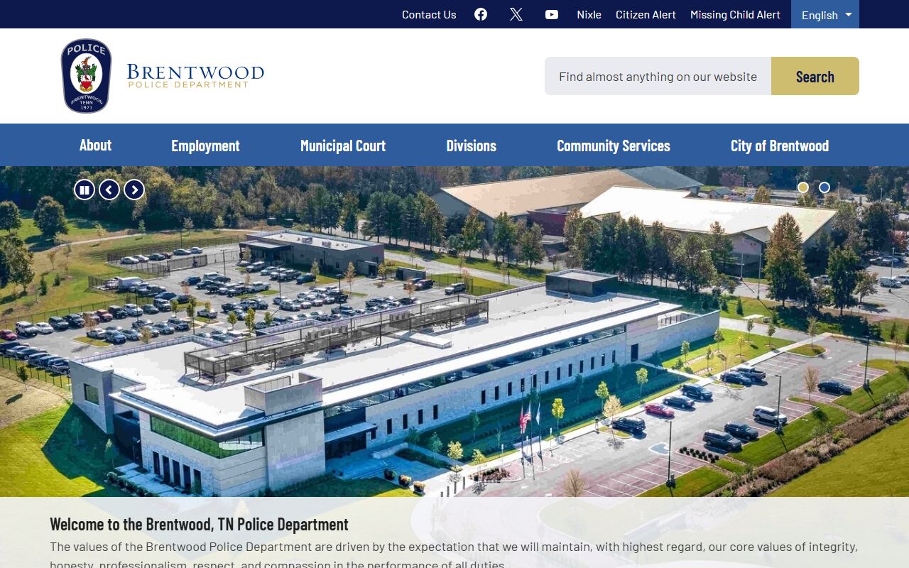 Brentwood Phone Directory screenshot of the police department page