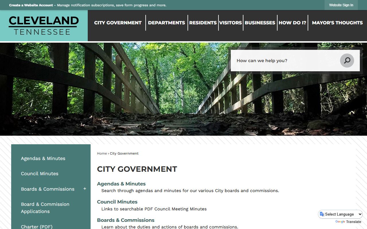 Cleveland Phone Directory city government page screenshot