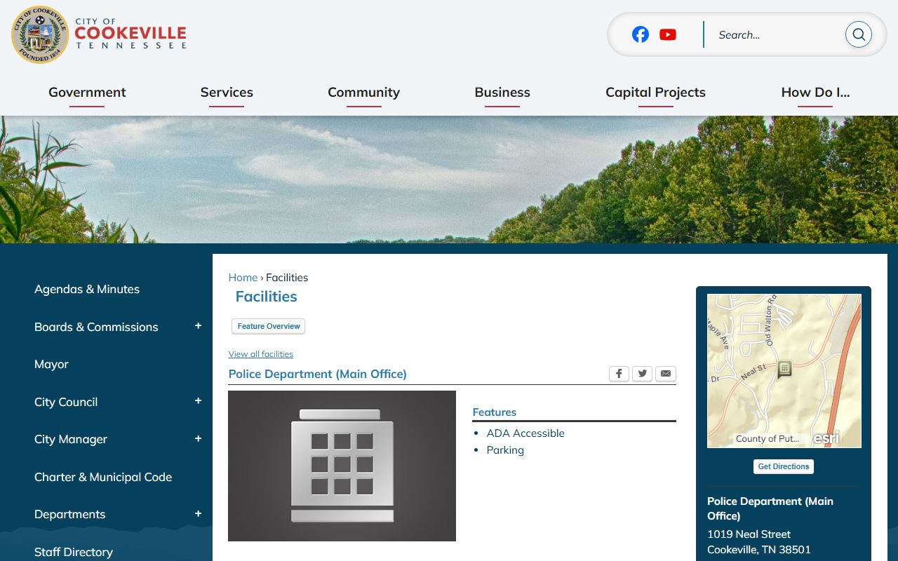 Cookeville Phone Directory police department page