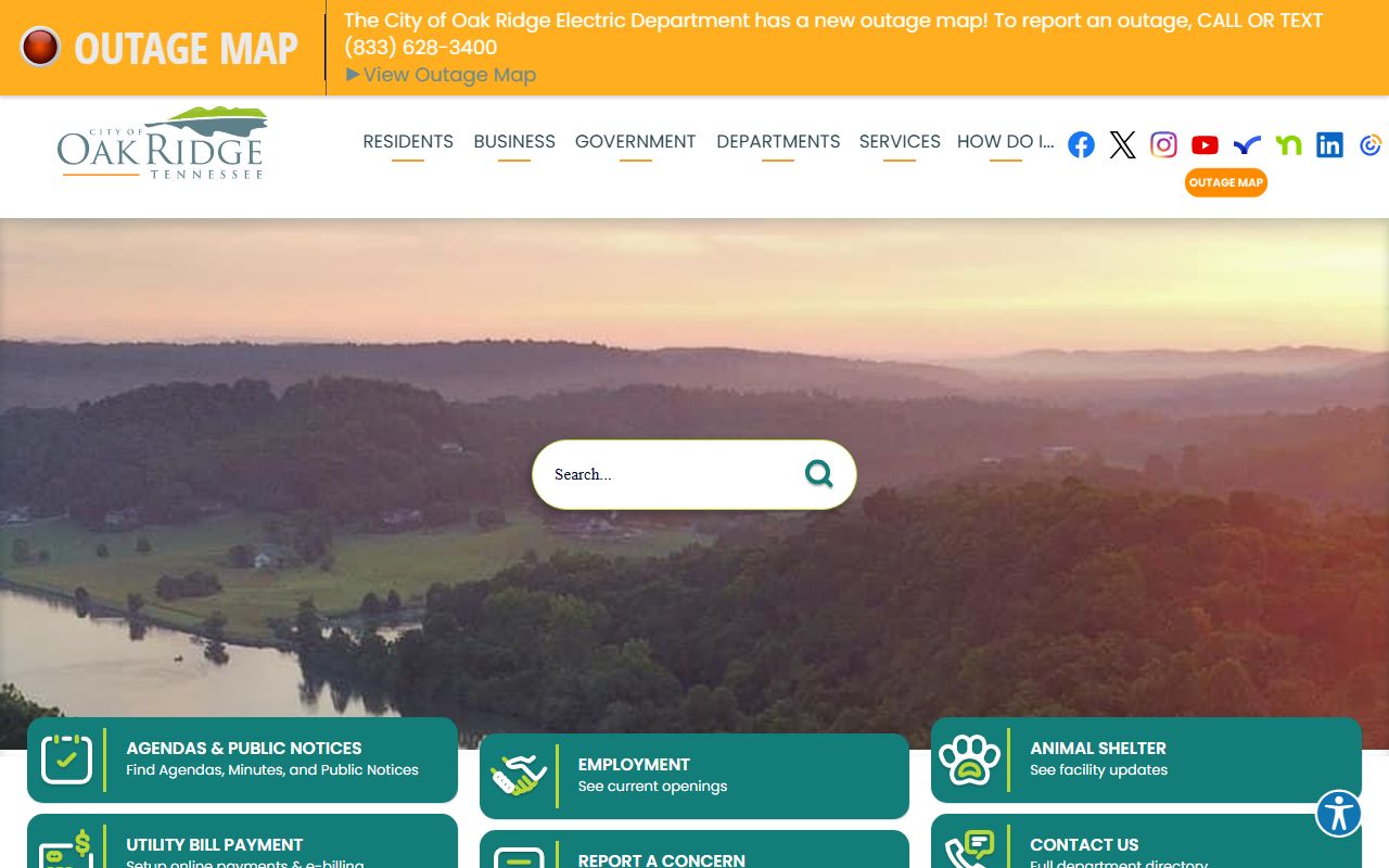 Oak Ridge Phone Directory official city website screenshot