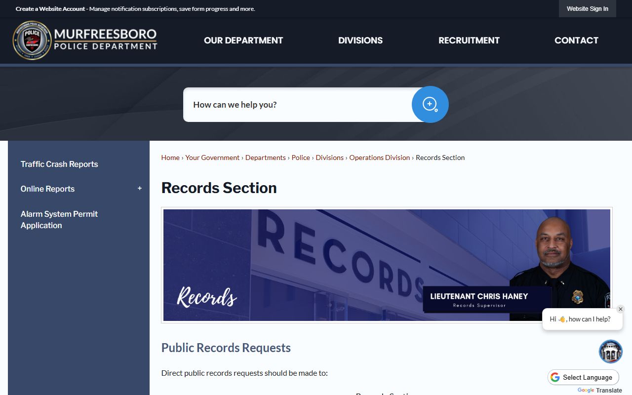 Murfreesboro Phone Directory Records Section screenshot