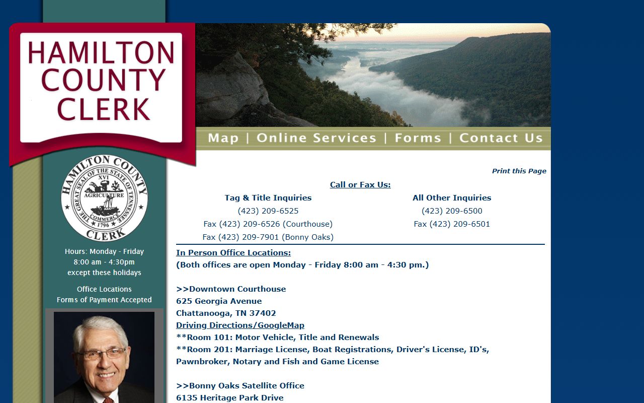Hamilton County Phone Directory county clerk contact screenshot
