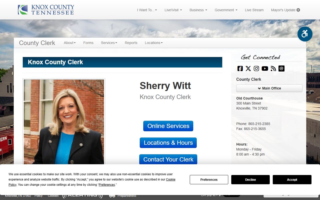 Knox County Phone Directory County Clerk page