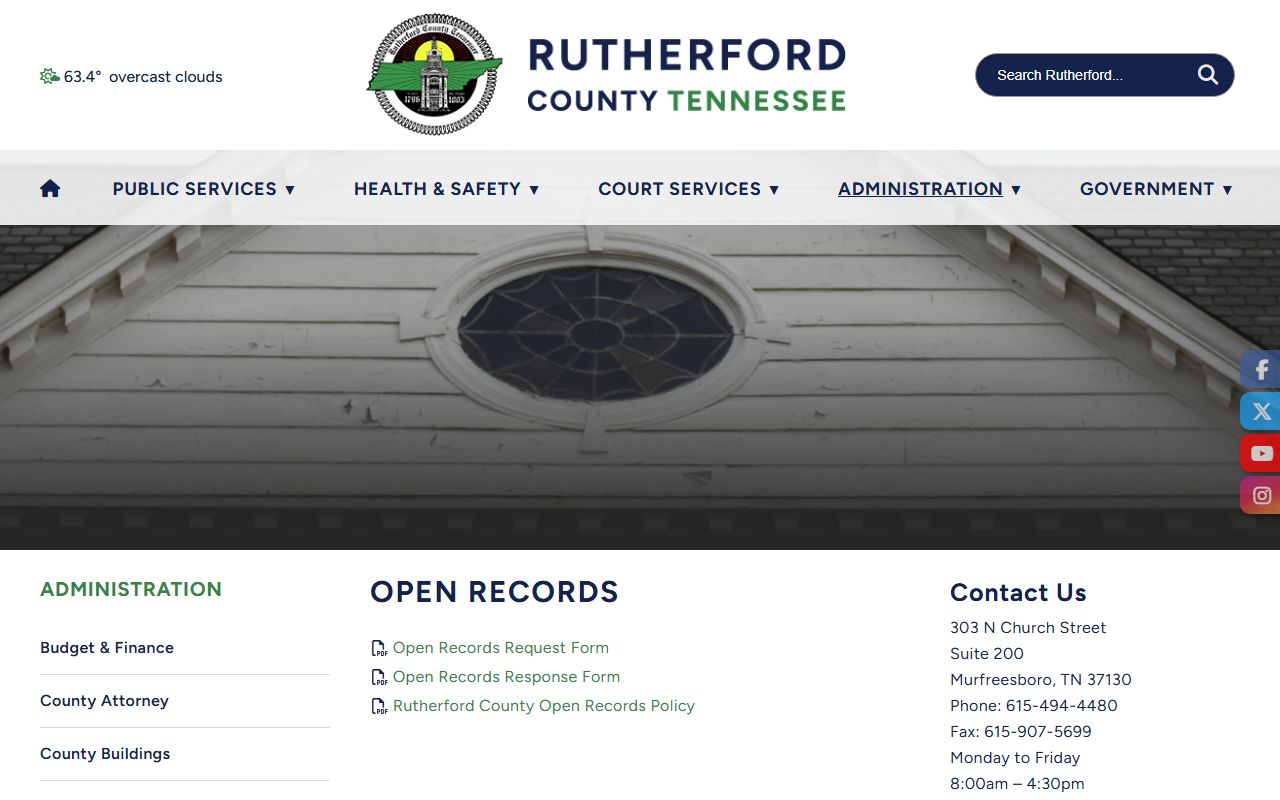 Rutherford County Phone Directory county government open records page