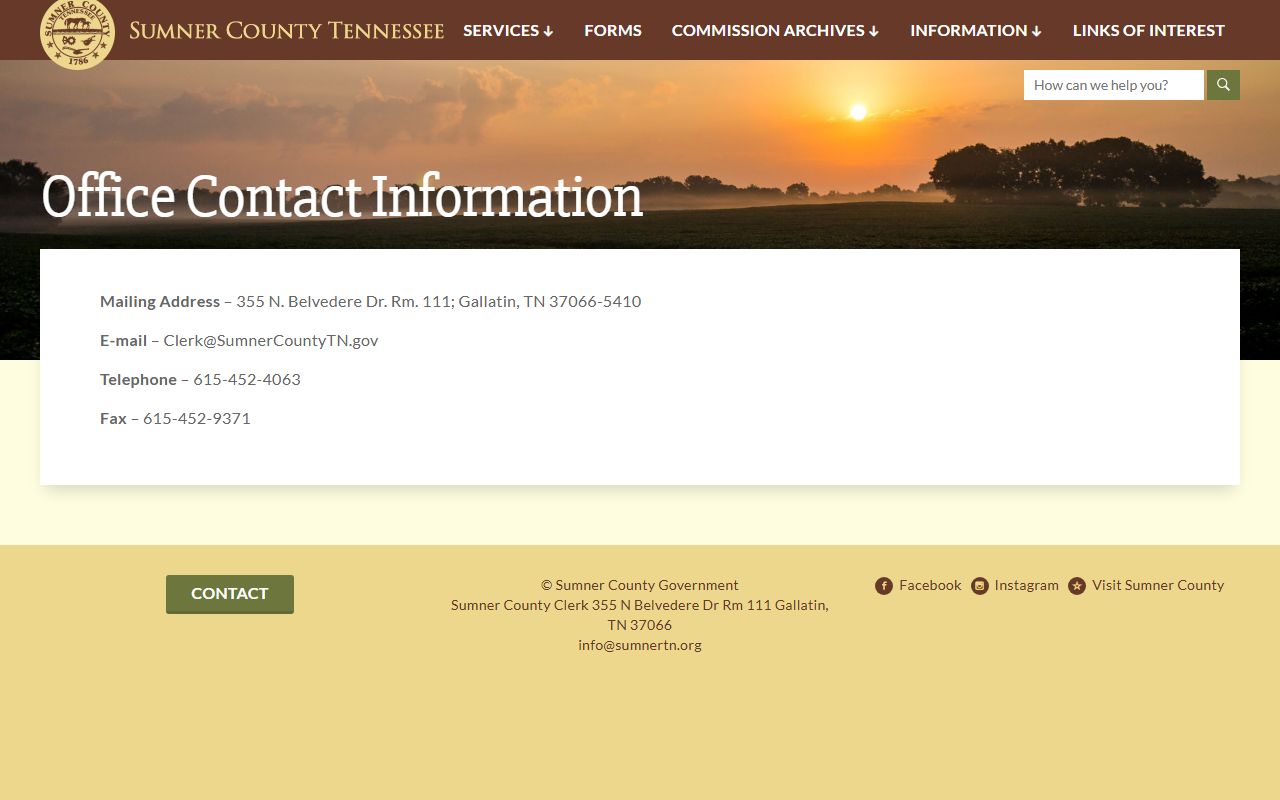 Sumner County Phone Directory county clerk screenshot