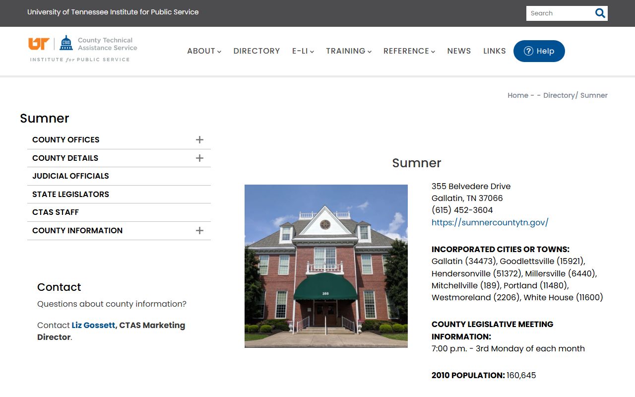 Sumner County Phone Directory county government screenshot