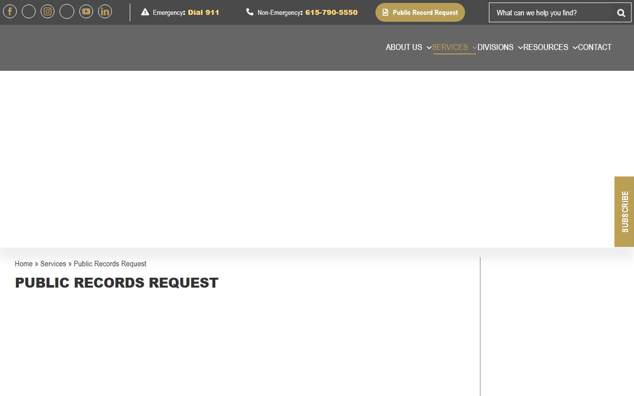 Williamson County Phone Directory screenshot of the sheriff public record request page
